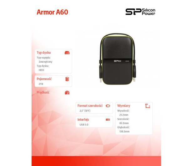 Silicon Power Armor A60 2TB USB 3.2 Gen. 1 Czarno-Zielony - 252676 - zdjęcie 7